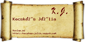 Kecskés Júlia névjegykártya